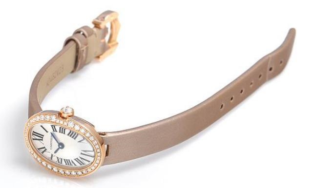 The female copy watches have off-white spun silk straps.