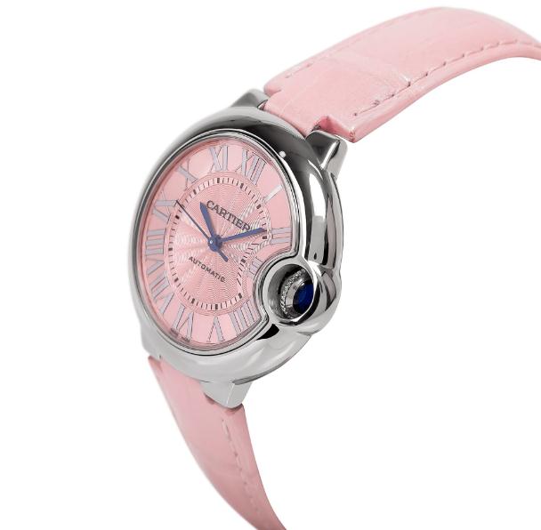 The pink leather straps fake watches have pink dials.